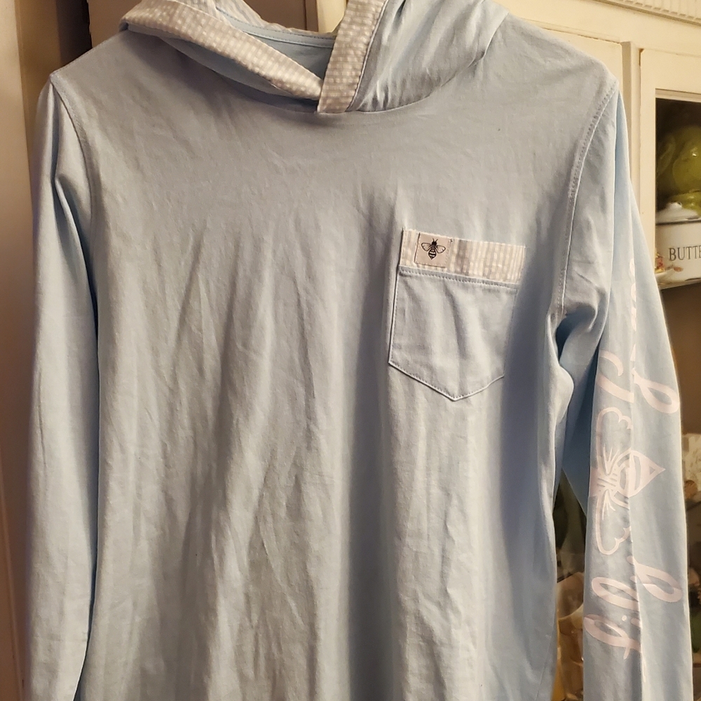Junior Hoodie Tee In Chambray By Lily Grace